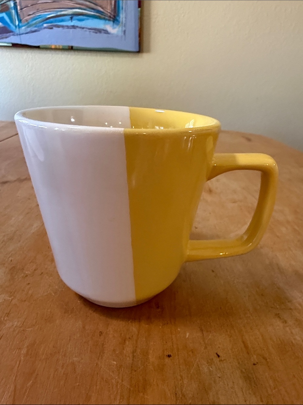 Room Essentials Yellow and White Two-Tone Ceramic Mug